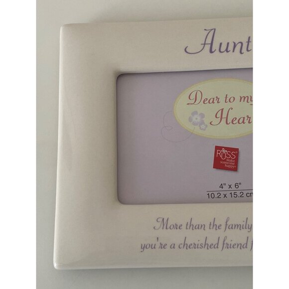 Russ Berrie Aunt Picture Frame 4" X 6" Ceramic Floral Design Beige Purple - Picture 4 of 16
